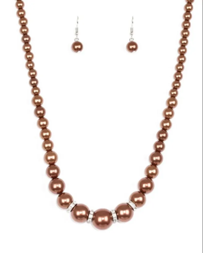 Paparazzi - Party Pearls Brown Necklace