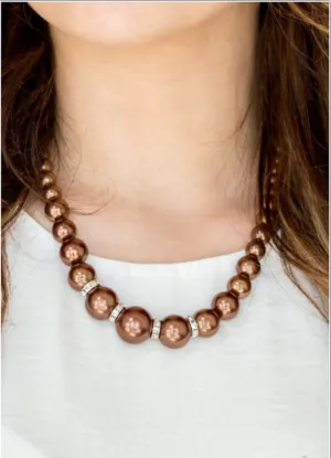 Paparazzi - Party Pearls Brown Necklace