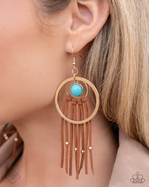 Paparazzi Texan Tapestry - Gold Earrings (2024 November Fashion Fix)