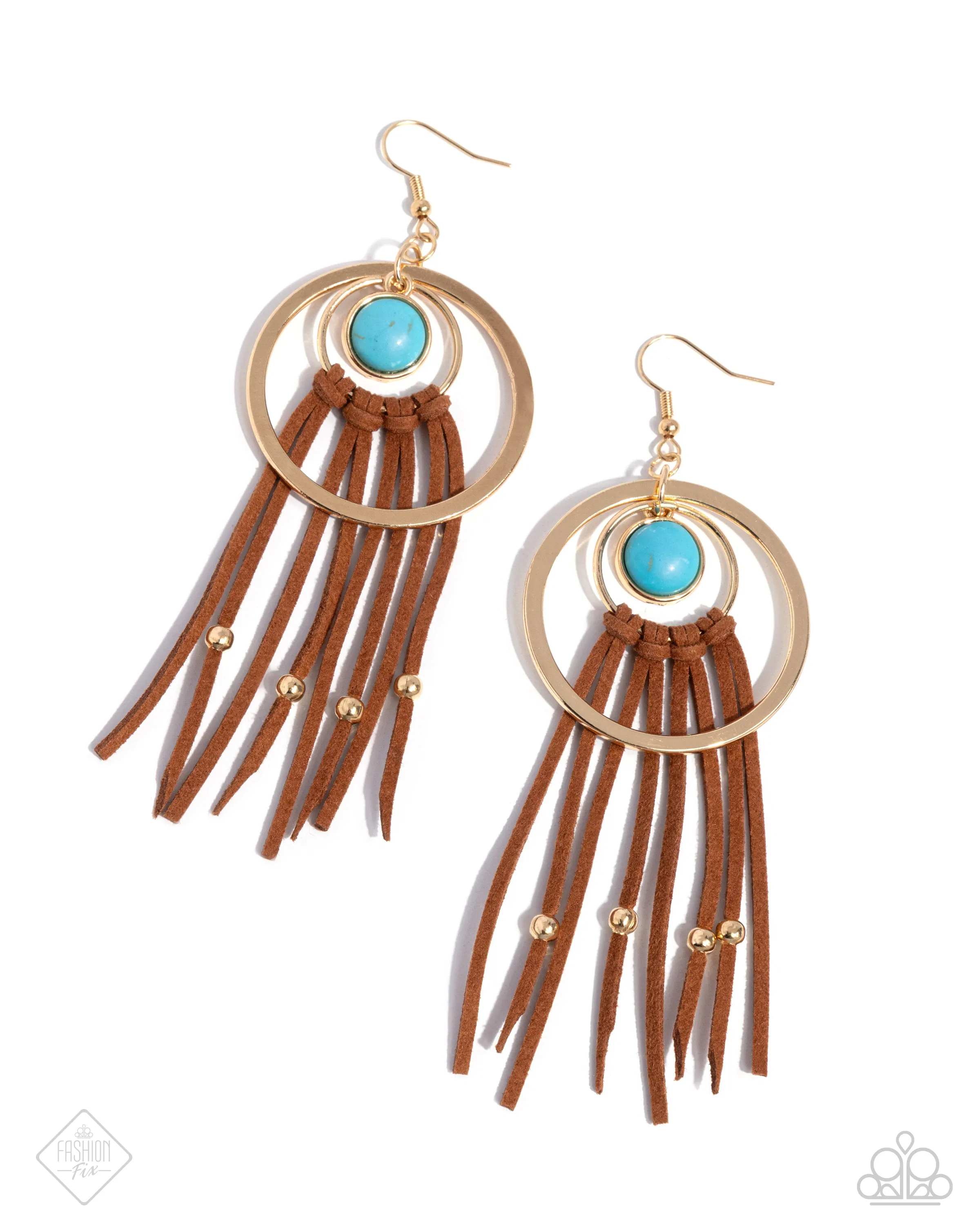 Paparazzi Texan Tapestry - Gold Earrings (2024 November Fashion Fix)
