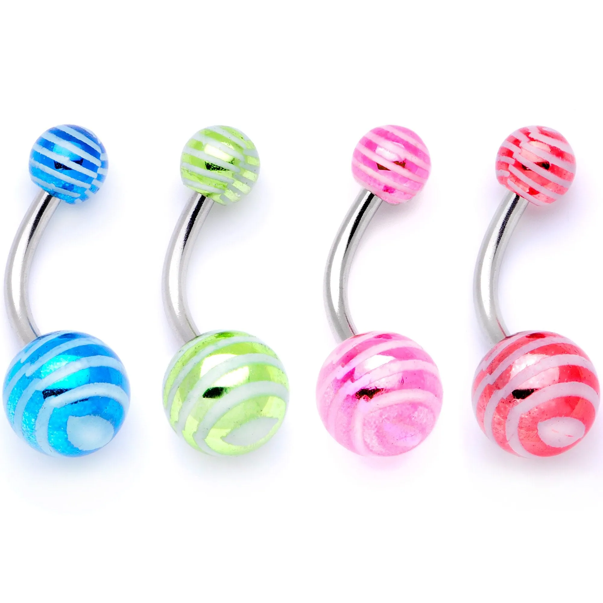 Parade of Color Stripes Party Pack Belly Ring Set of 4
