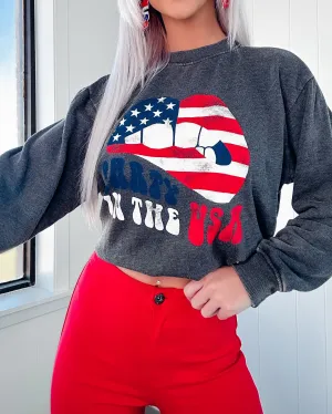 Party In The USA Graphic Sweatshirt - Mineral Black