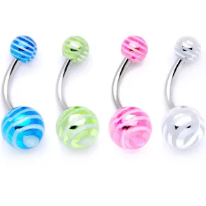 Pastel Stripes Party Pack Belly Ring Set of 4