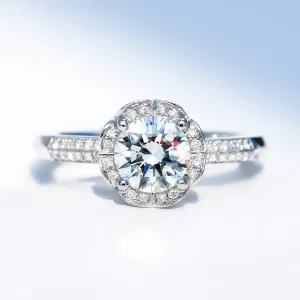 Pave Heart Shank GIA Diamond Engagement Ring