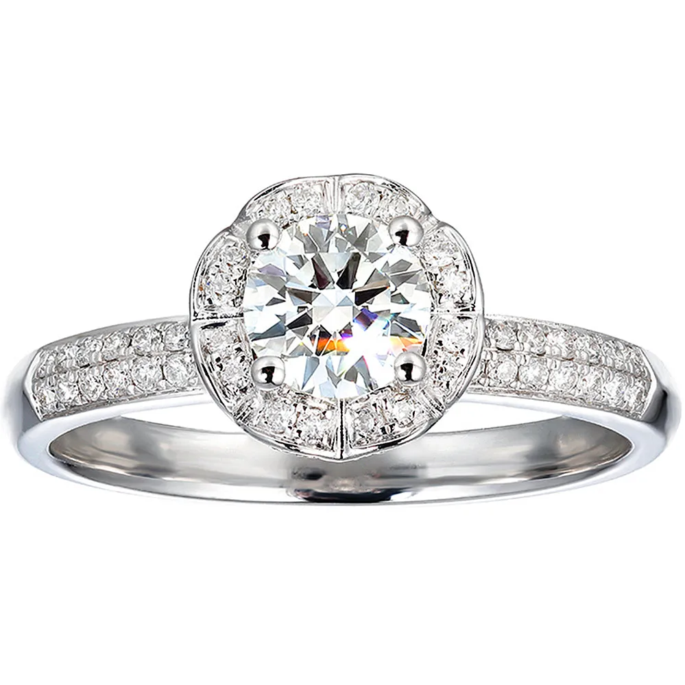 Pave Heart Shank GIA Diamond Engagement Ring