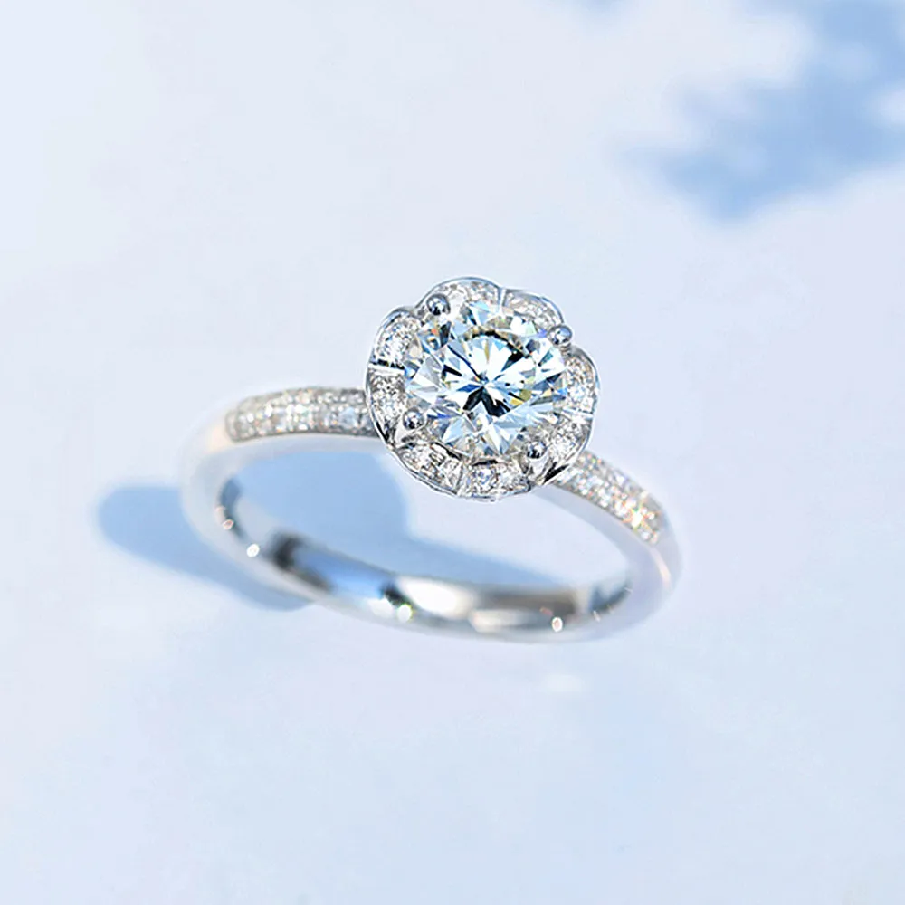 Pave Heart Shank GIA Diamond Engagement Ring
