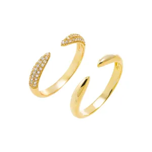 Pave X Solid Double Claw Ring
