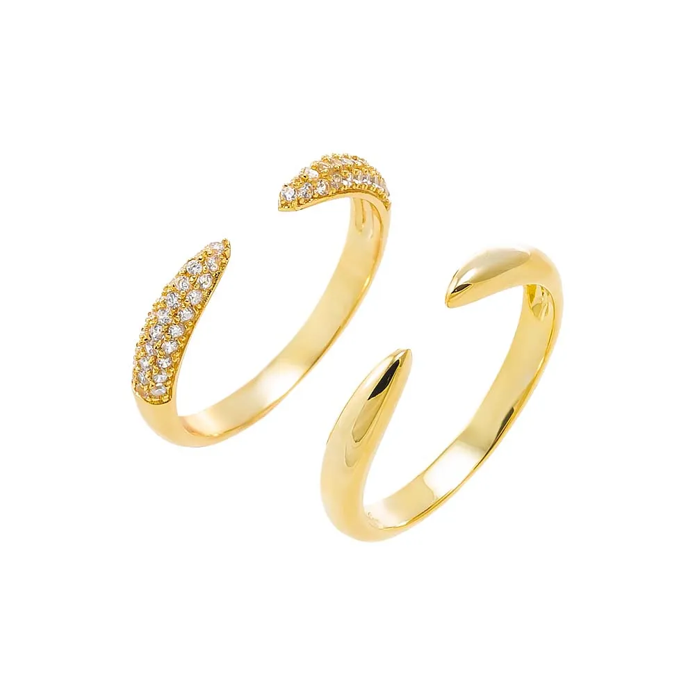 Pave X Solid Double Claw Ring