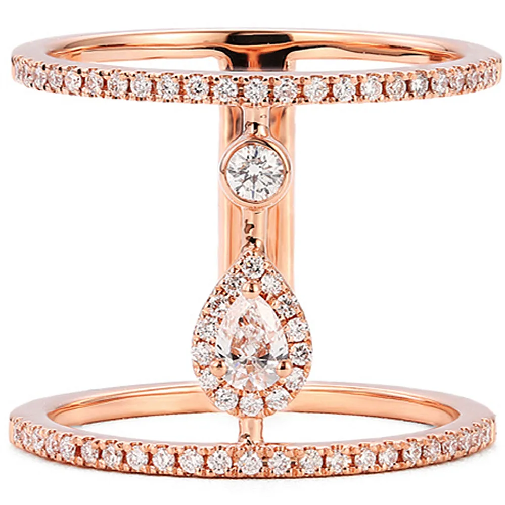 Pear Shaped Diamond Double Band Ring