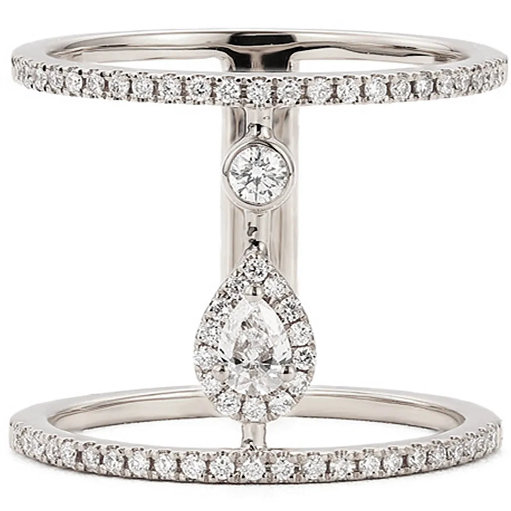 Pear Shaped Diamond Double Band Ring