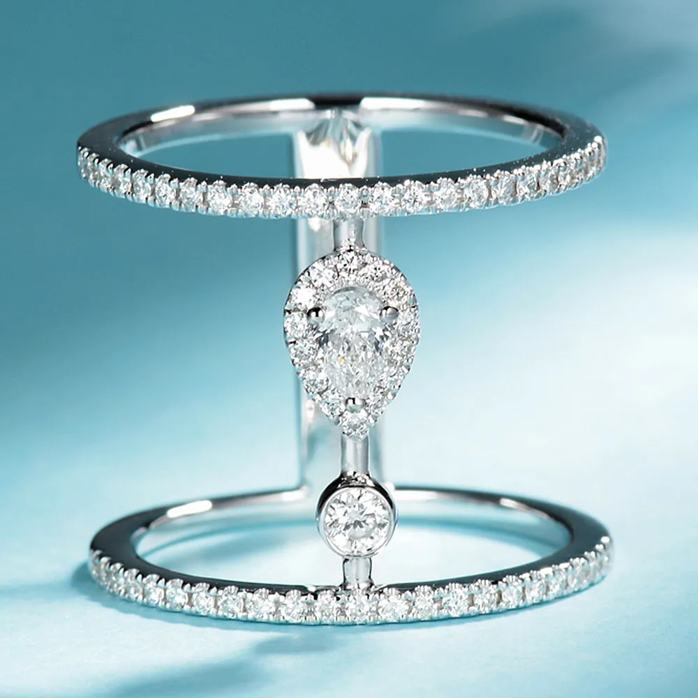 Pear Shaped Diamond Double Band Ring