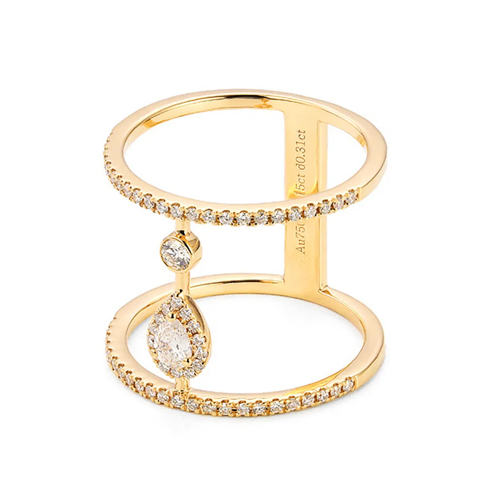 Pear Shaped Diamond Double Band Ring