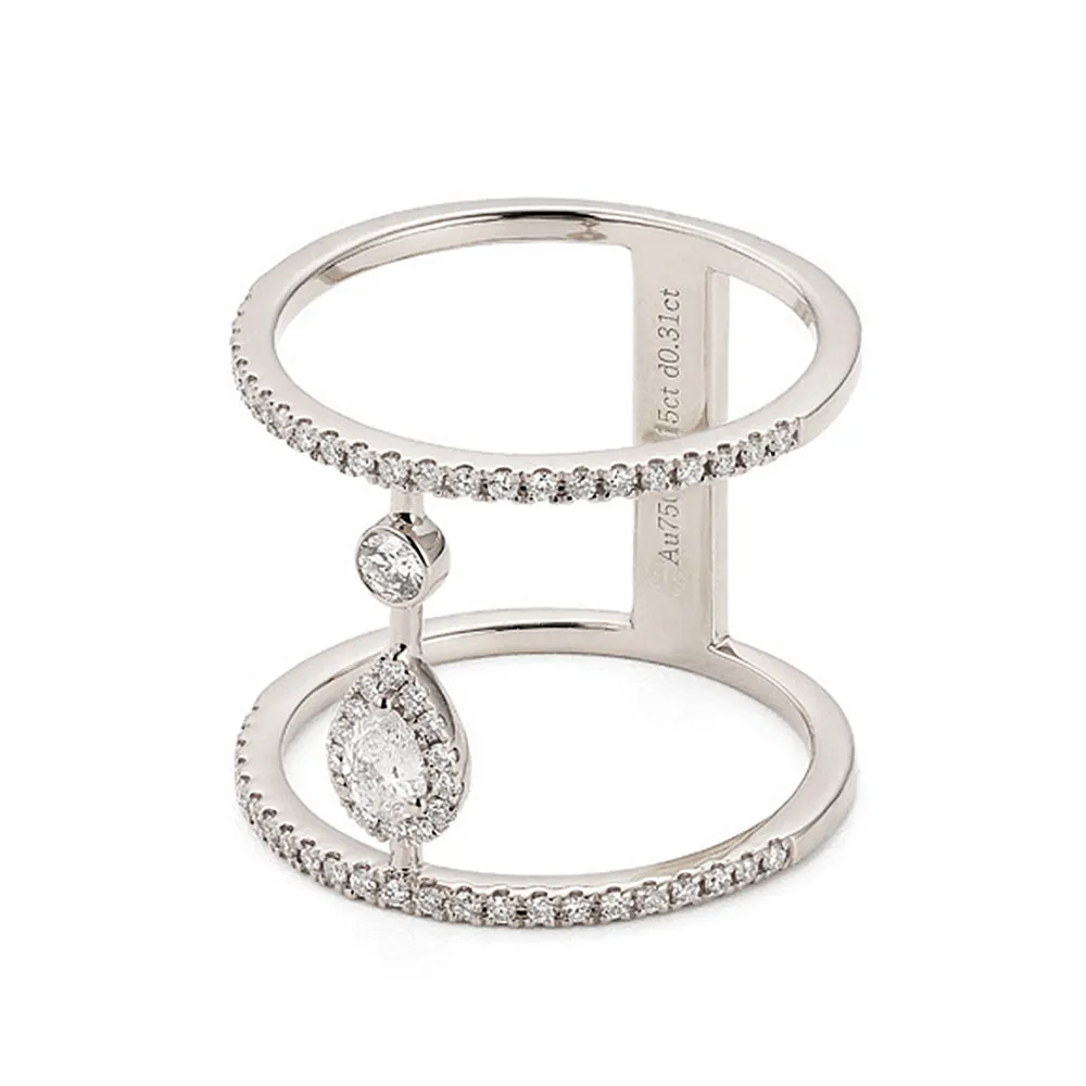 Pear Shaped Diamond Double Band Ring