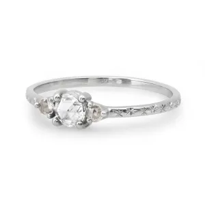 Penny Dewdrop RoseCut Rustic Diamond Engraved One of a Kind Band Ring
