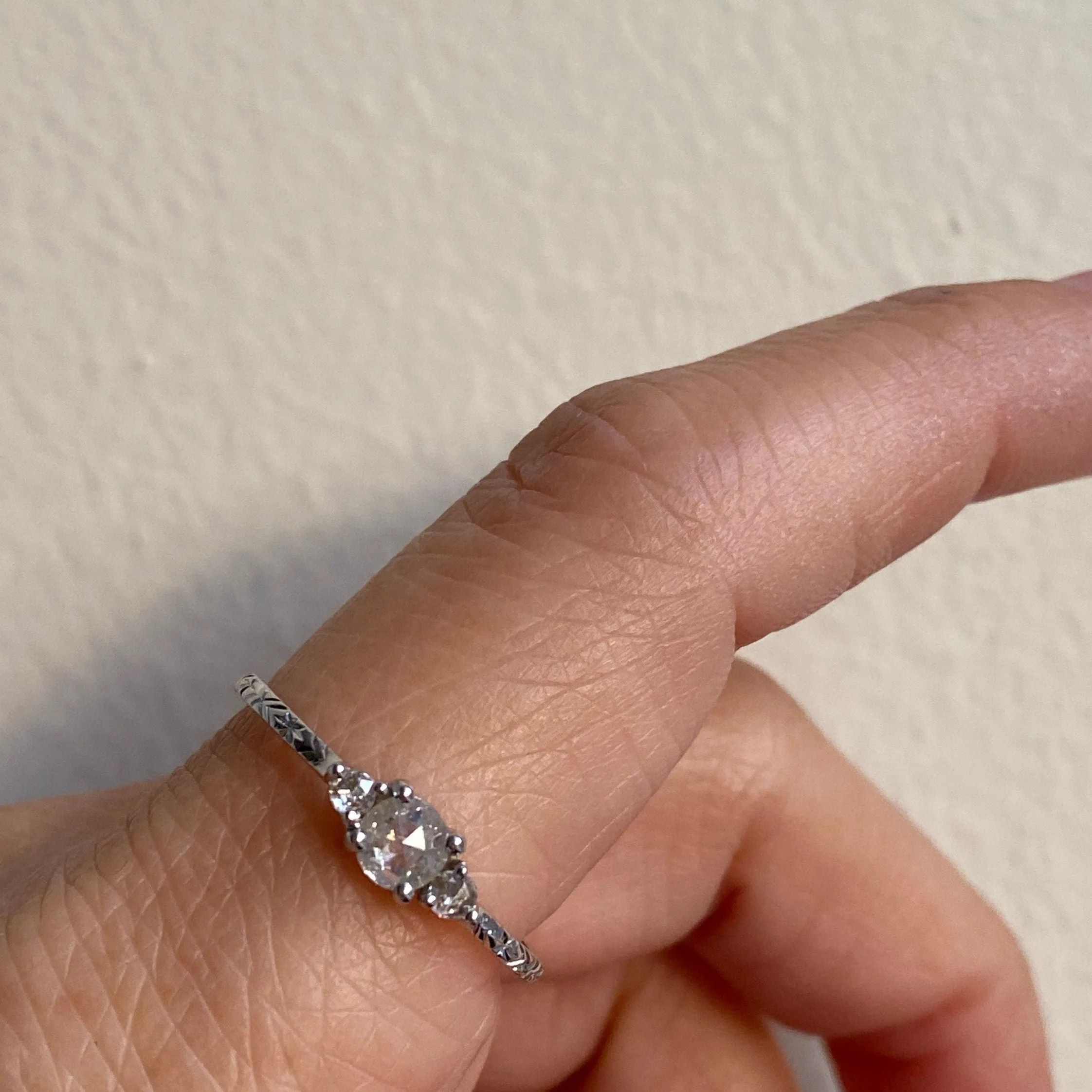 Penny Frost Bite RoseCut Rustic Diamond Engraved OOAK Band Ring