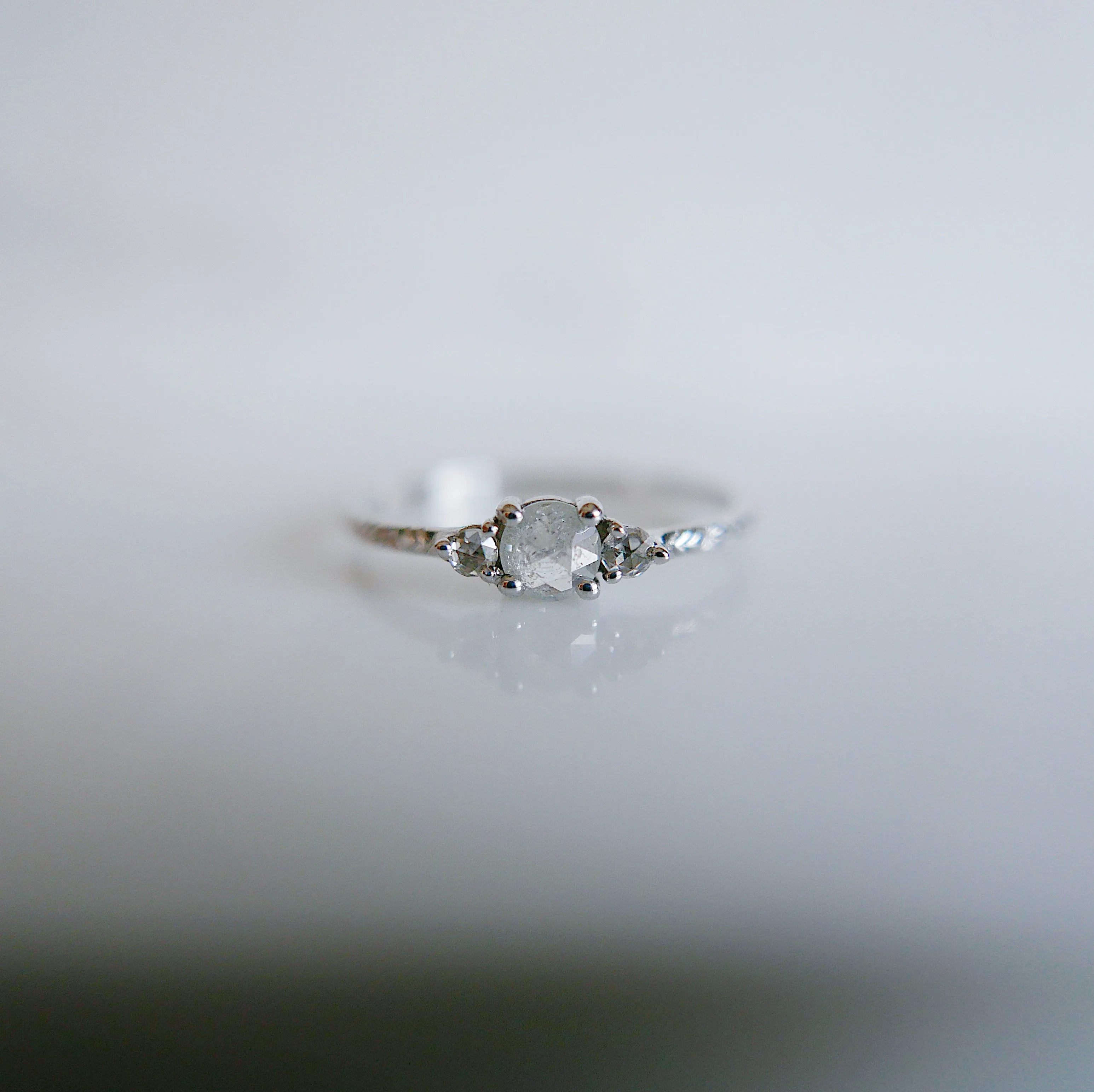 Penny Frost Bite RoseCut Rustic Diamond Engraved OOAK Band Ring