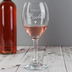 Personalised engraved Bridal Party Hen Party Wine Glass