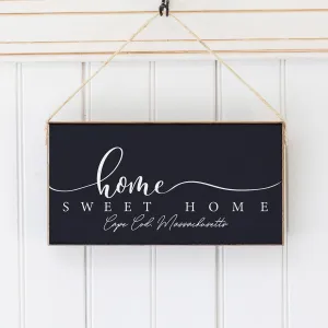 Personalized Dark Navy and White Home Sweet Home Twine Hanging Sign
