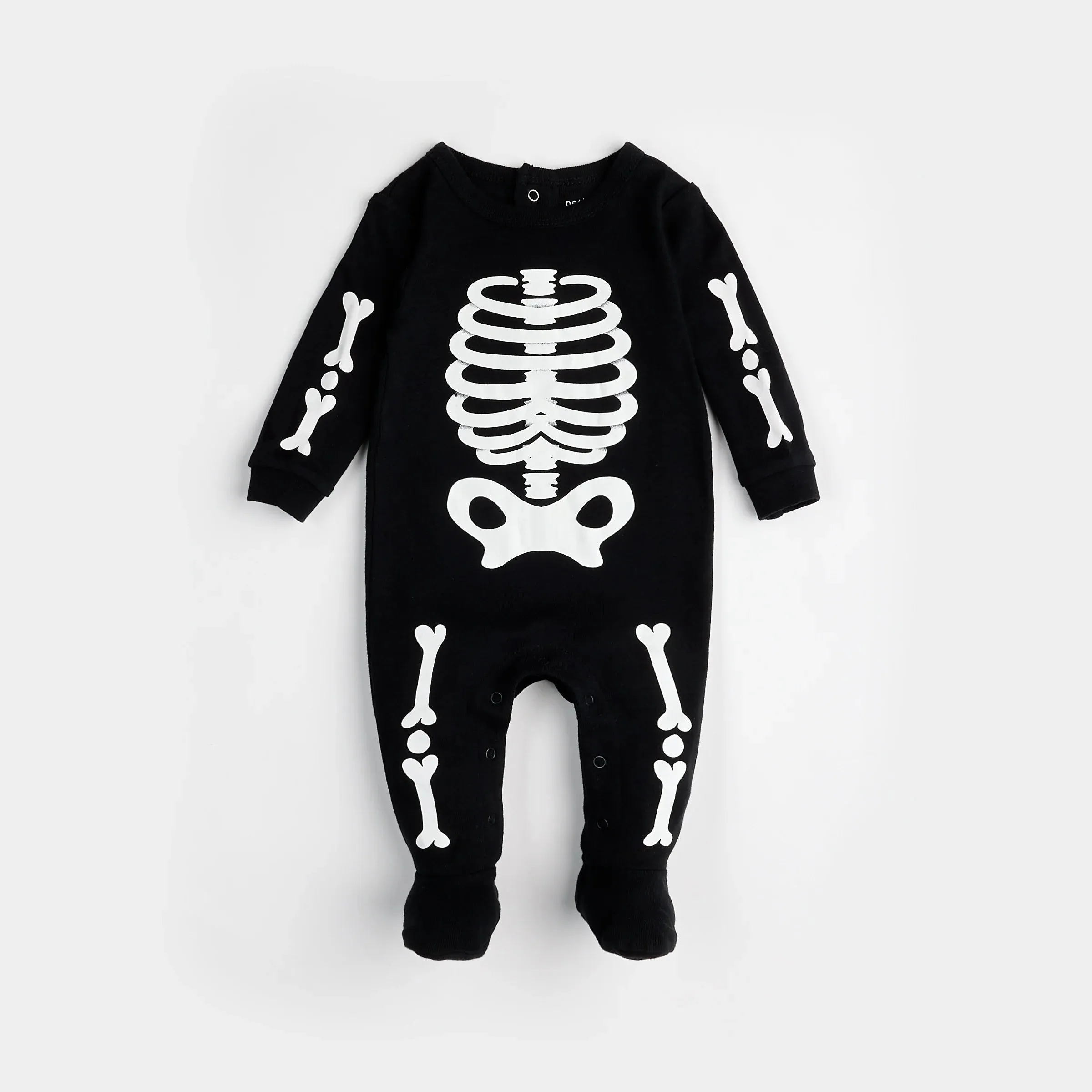 Petit Lem Skeleton Glow in the Dark Print on Black Sleeper