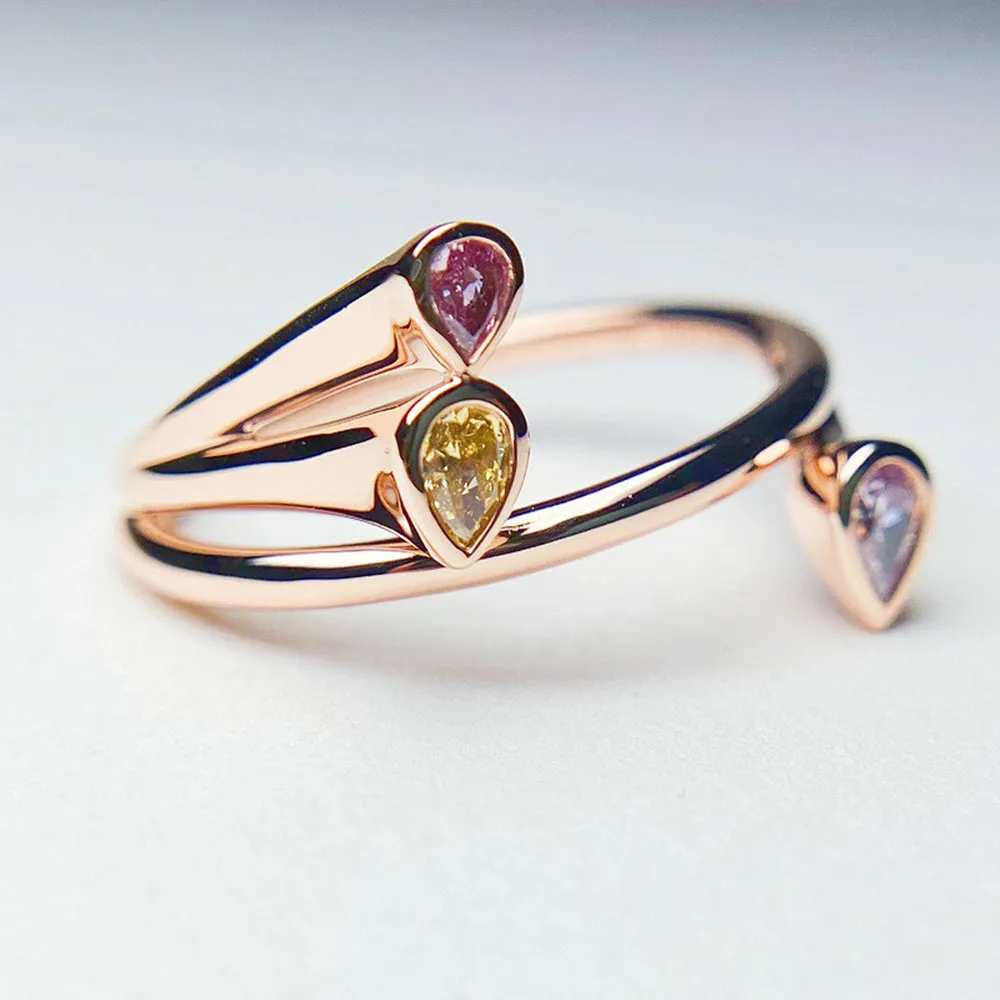 Pink and Yellow Diamond Statement Ring