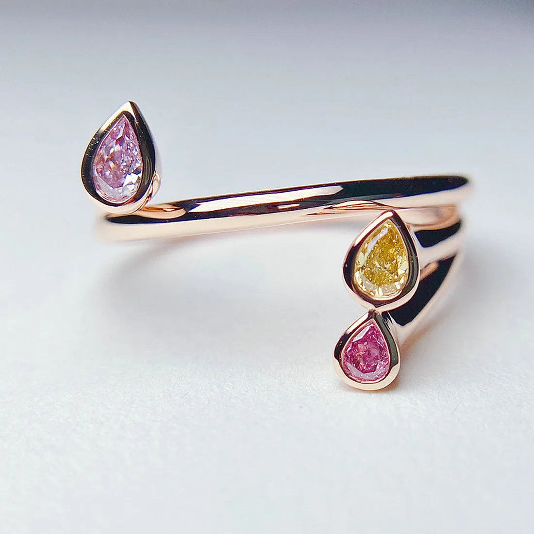 Pink and Yellow Diamond Statement Ring