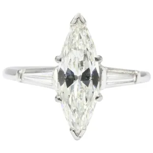 Platinum 1.5 Carat Marquise Engagement Ring 1.7 CTW