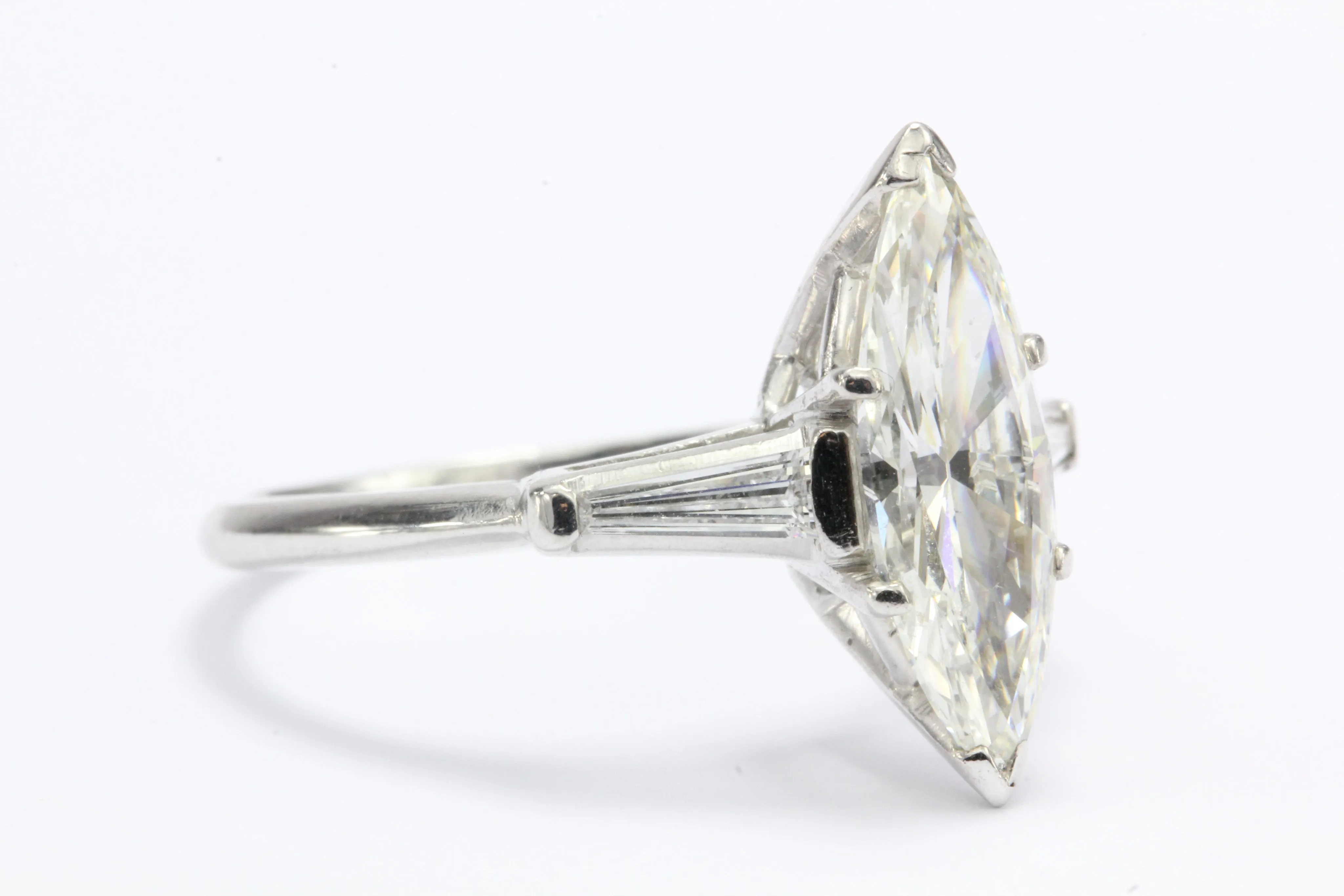 Platinum 1.5 Carat Marquise Engagement Ring 1.7 CTW
