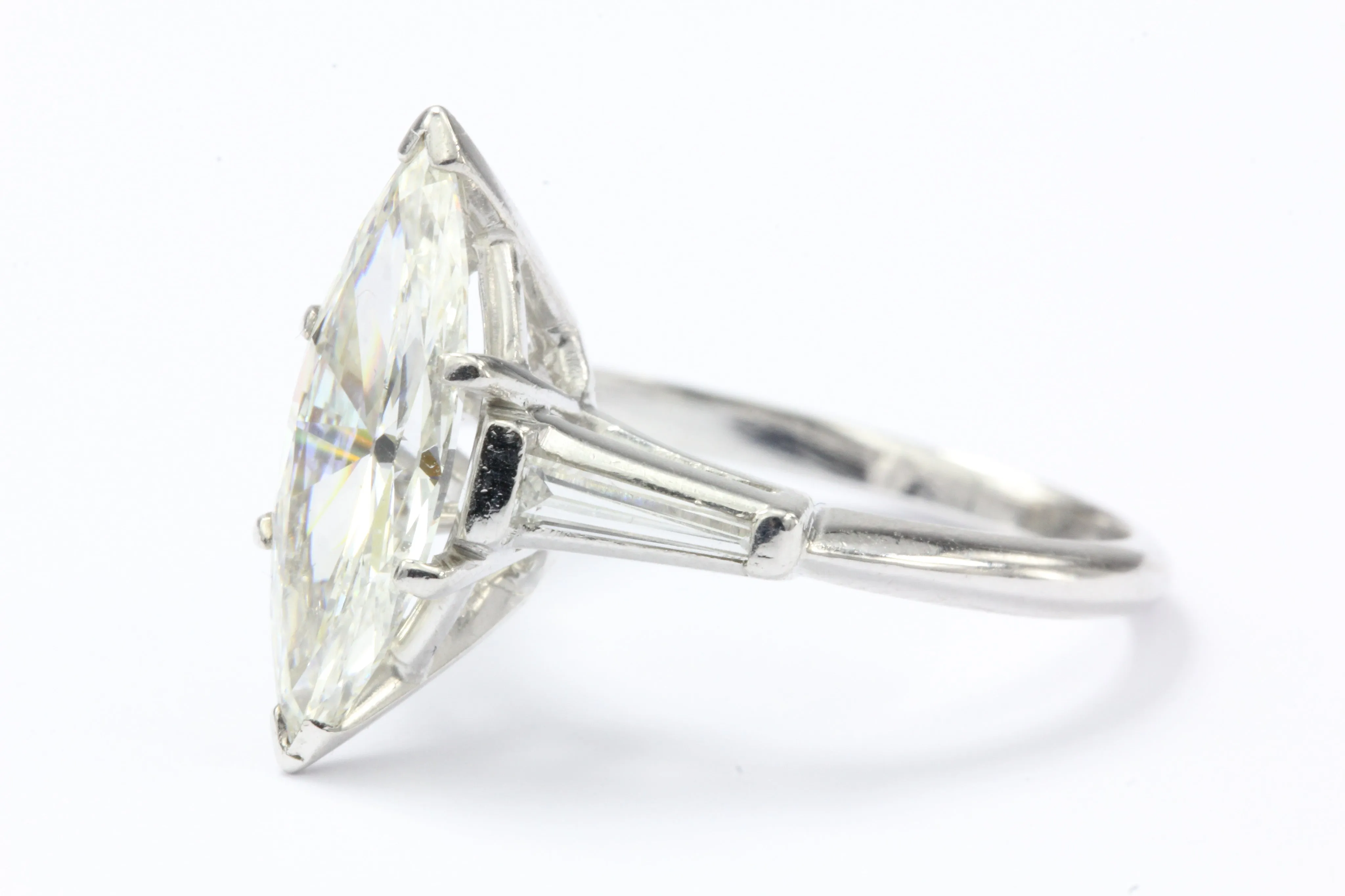 Platinum 1.5 Carat Marquise Engagement Ring 1.7 CTW