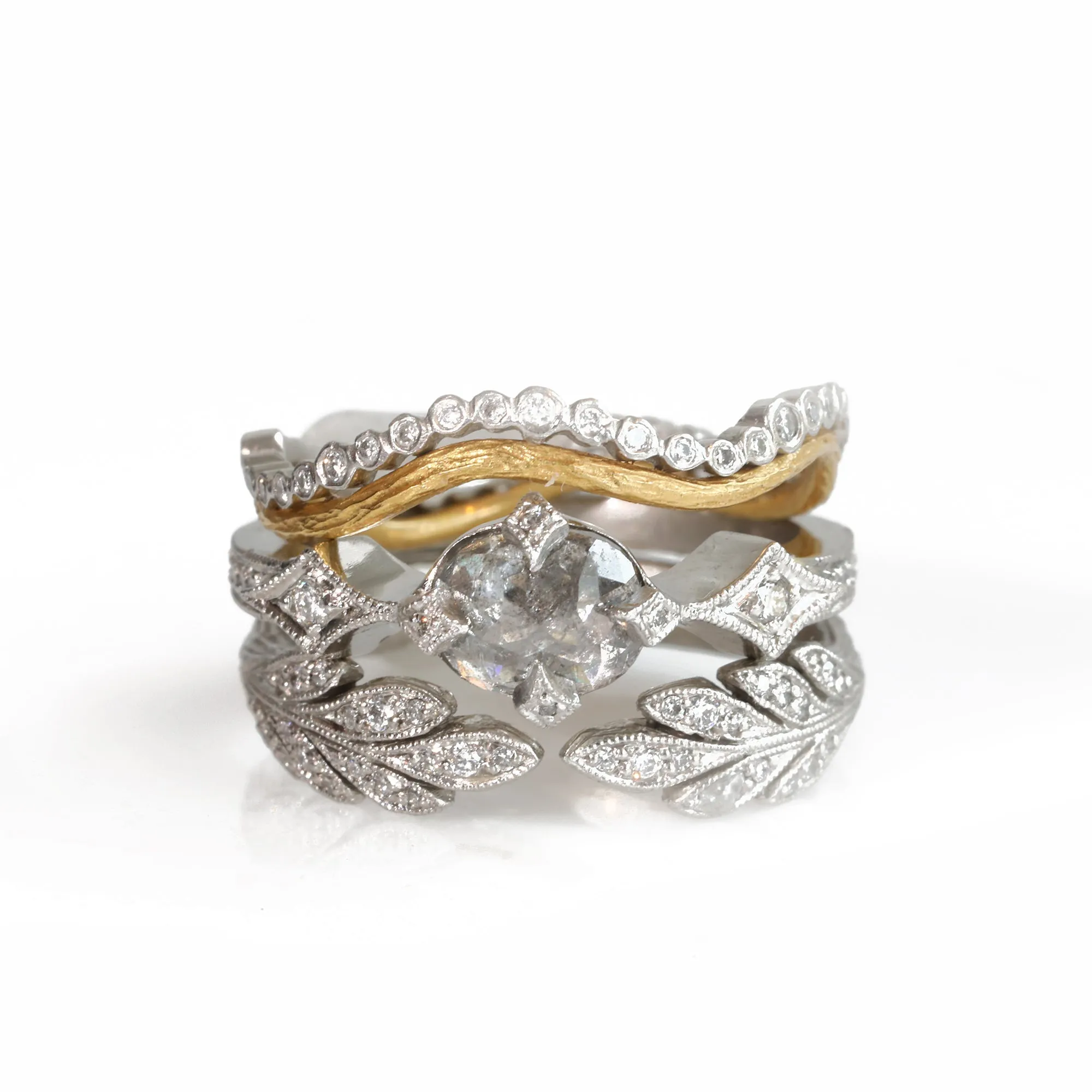 Platinum and Diamond "Antique" Prong-Set Ring