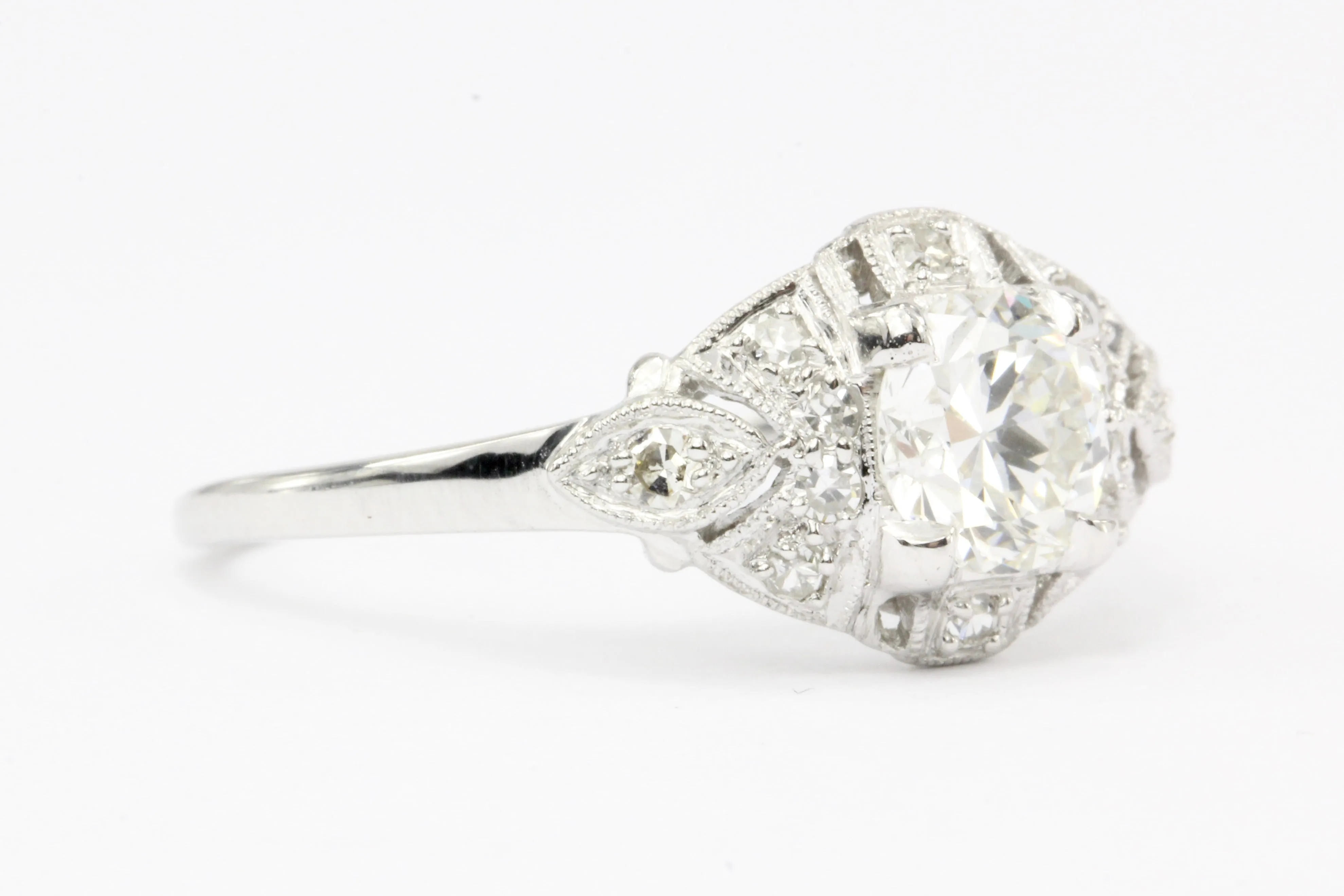 Platinum Art Deco Old European Cut Diamond Engagement Ring c.1920's