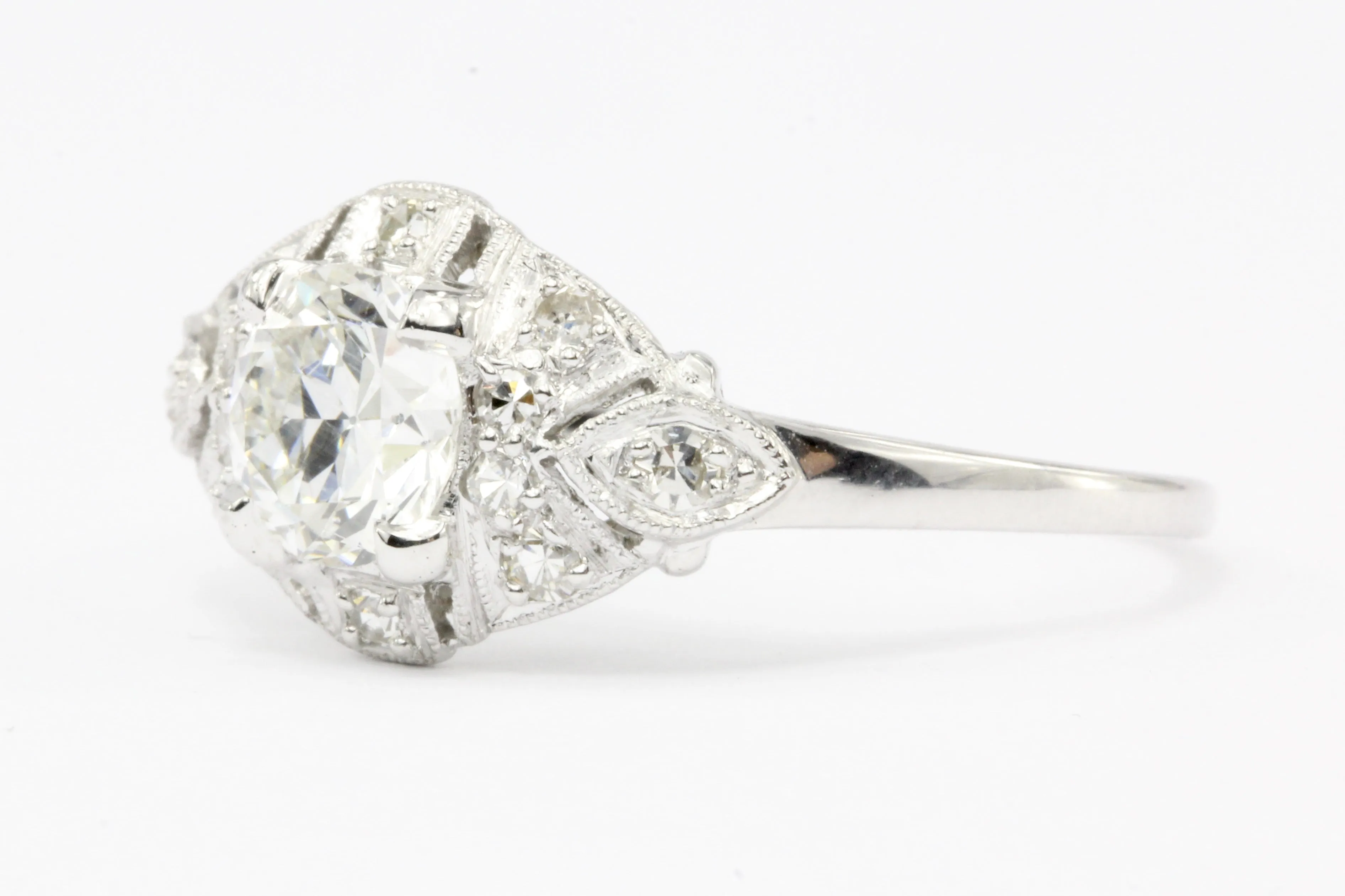 Platinum Art Deco Old European Cut Diamond Engagement Ring c.1920's