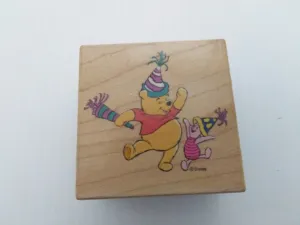 Pooh's Party Wooden Rubber Stamper