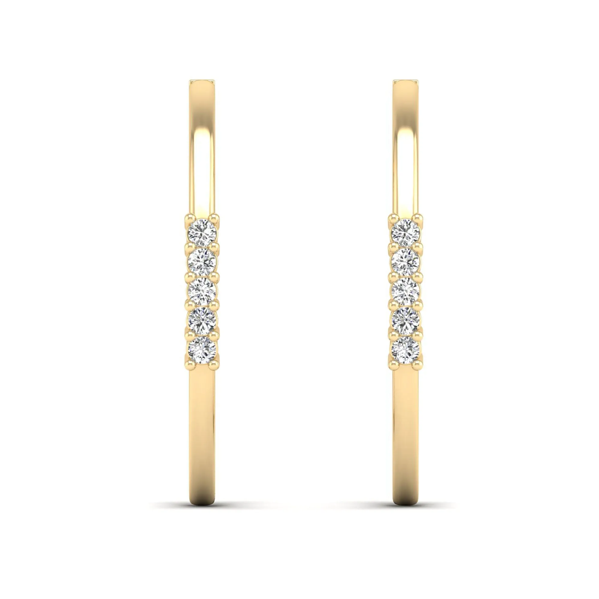 Prong Set 5 Diamond Station Hoop Earrings