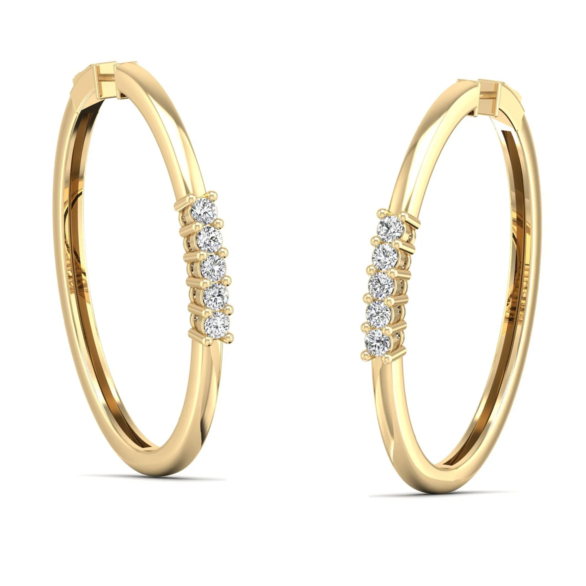 Prong Set 5 Diamond Station Hoop Earrings