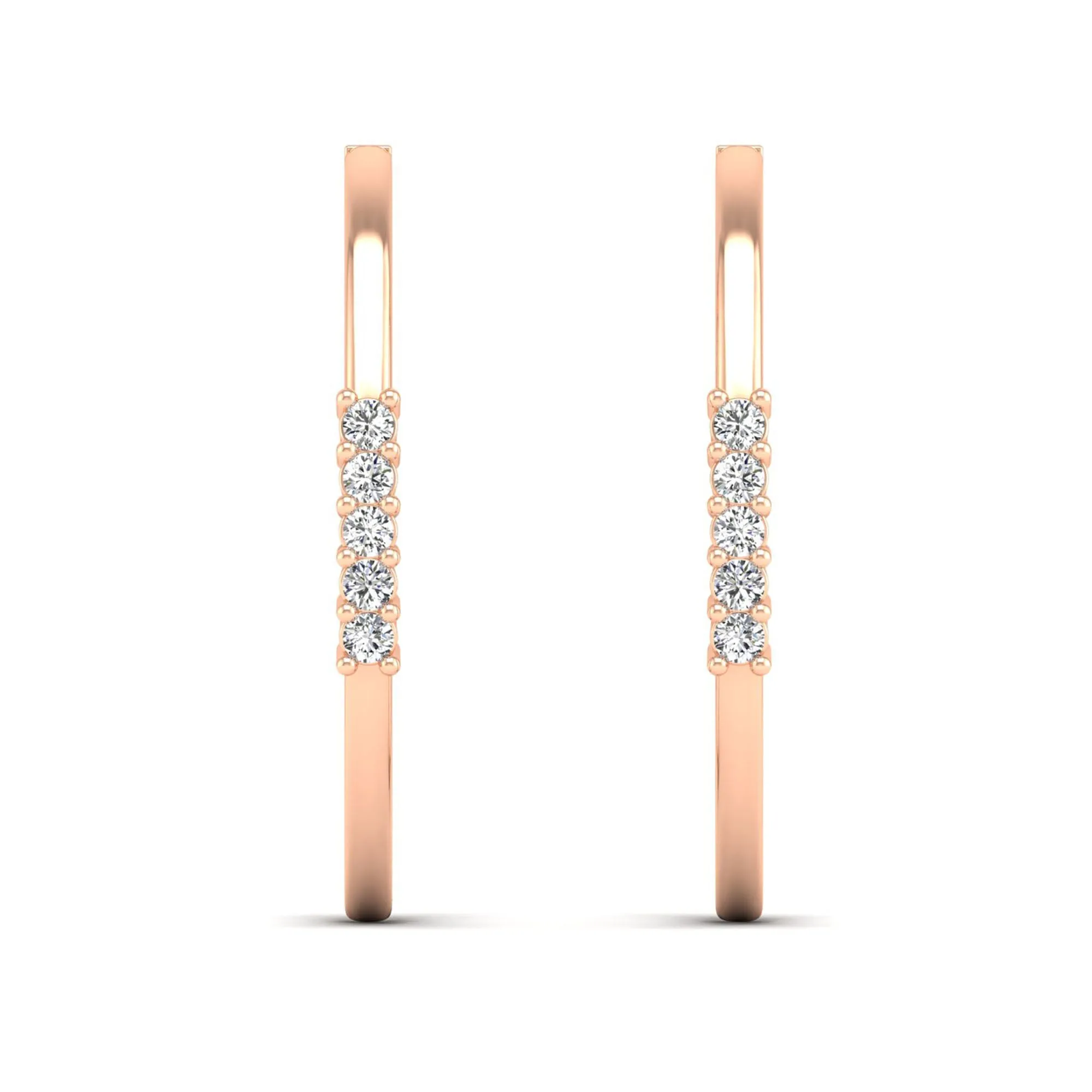 Prong Set 5 Diamond Station Hoop Earrings