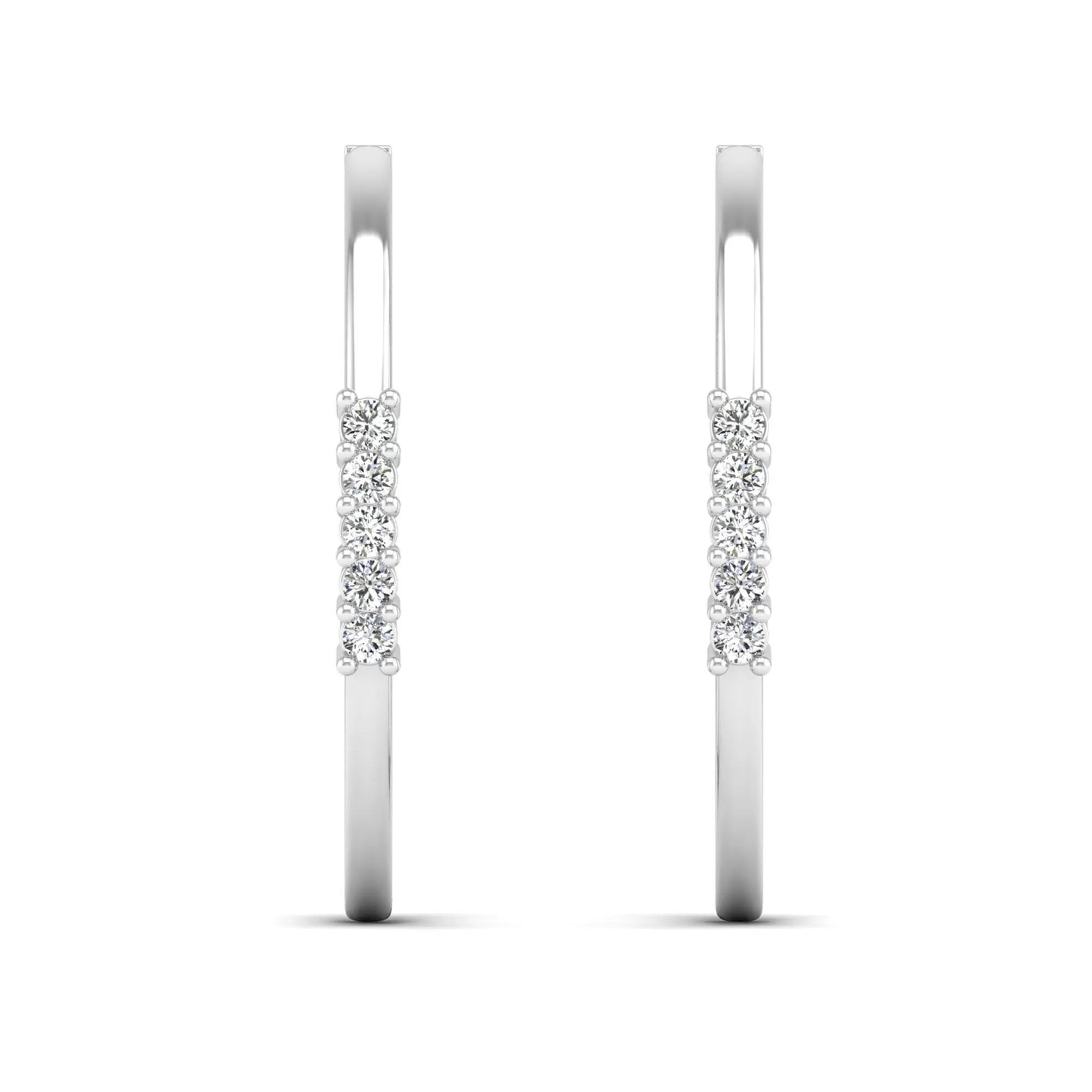 Prong Set 5 Diamond Station Hoop Earrings