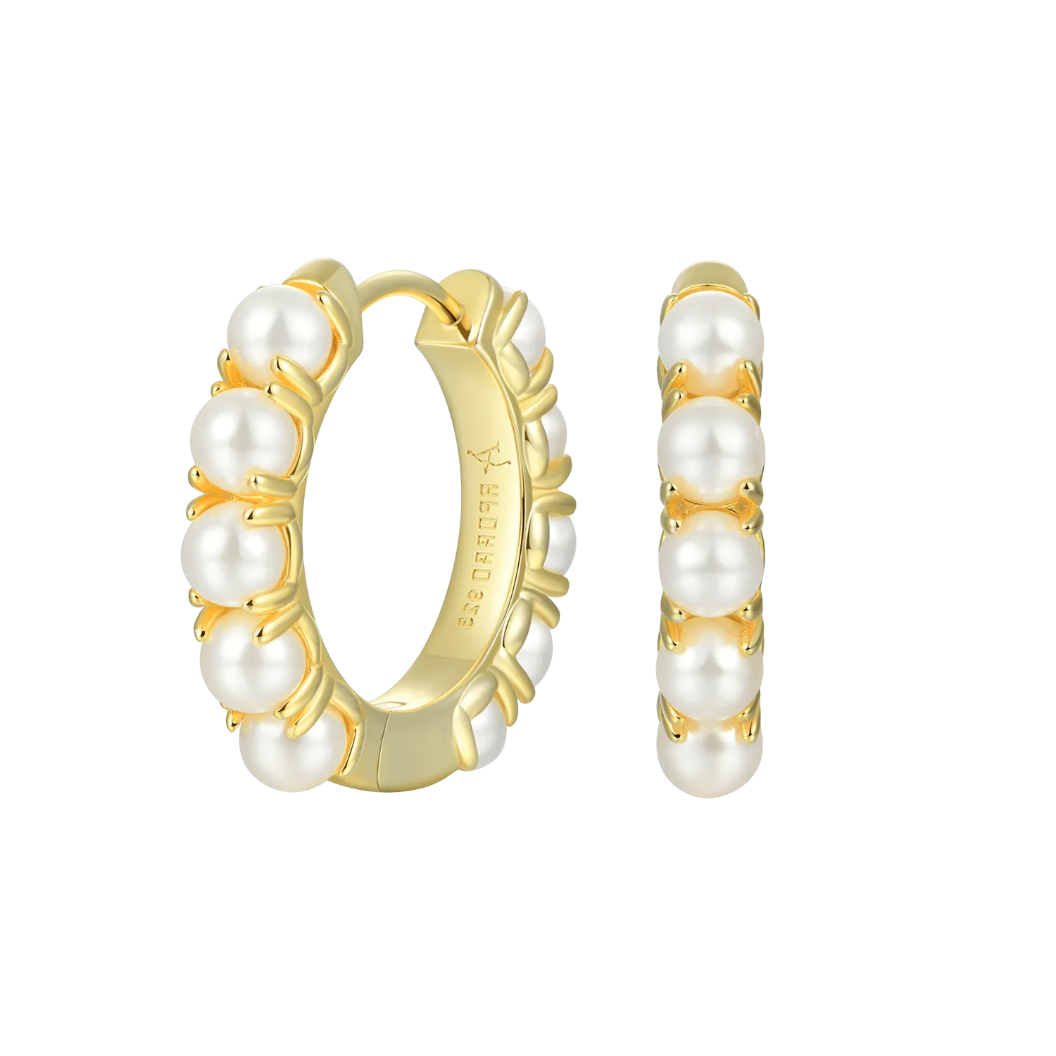 Prong Setting Pearl Hoop Earring - Single