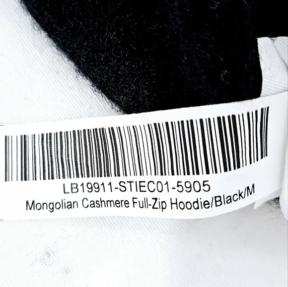 Quince Mongolian Cashmere Full-Zip Hoodie Sweater in Black Size Medium