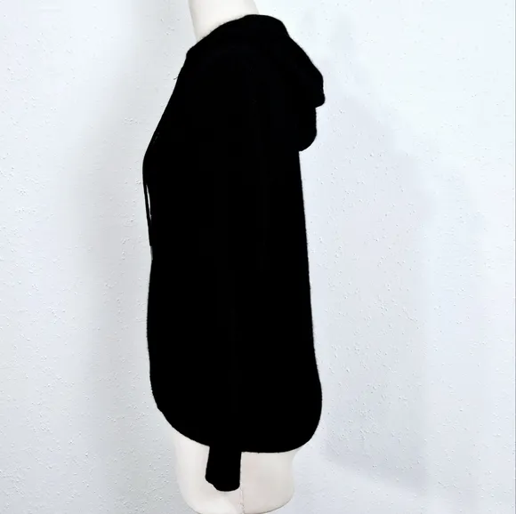 Quince Mongolian Cashmere Full-Zip Hoodie Sweater in Black Size Medium