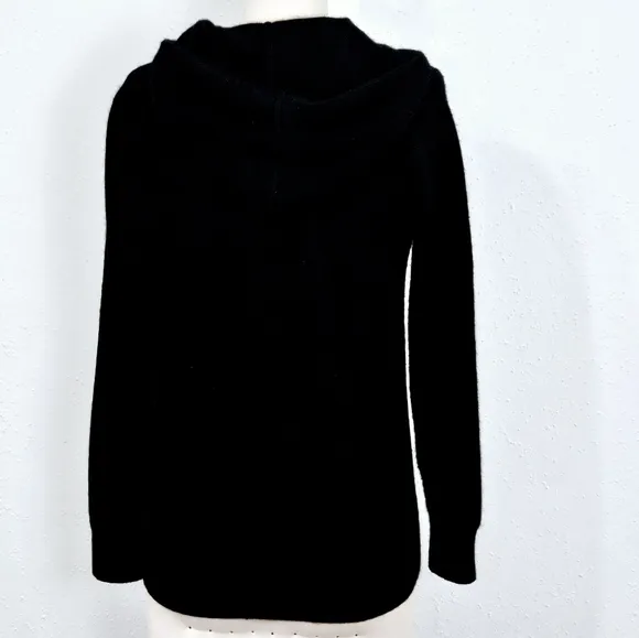 Quince Mongolian Cashmere Full-Zip Hoodie Sweater in Black Size Medium