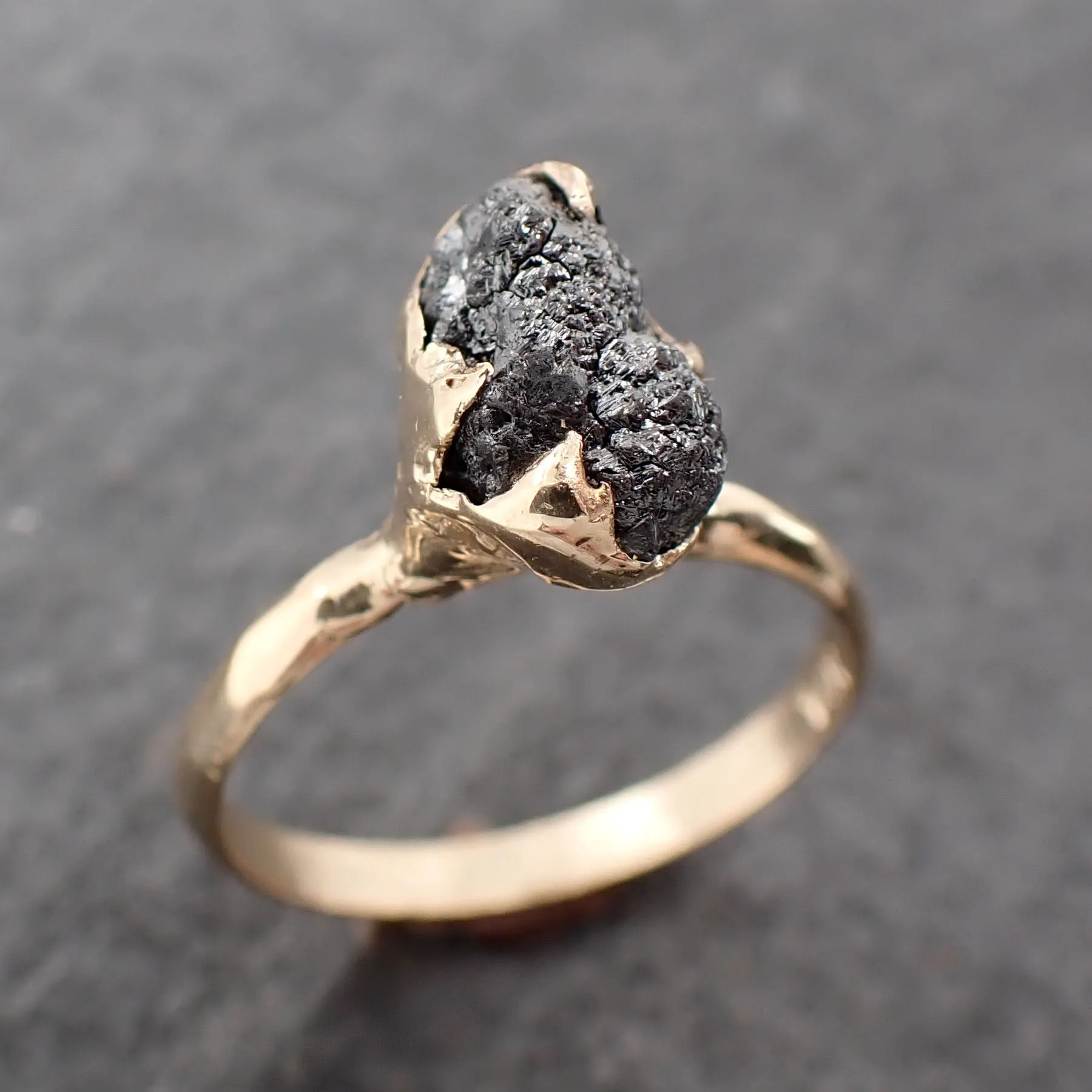 raw black diamond solitaire 14k yellow gold engagement ring rough uncut gemstone conflict free black diamond wedding promise 2560 Alternative Engagement