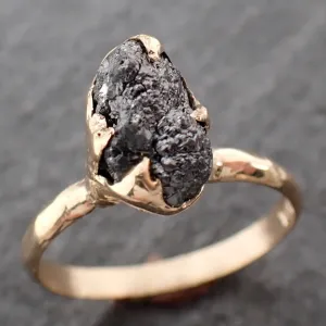 raw black diamond solitaire 14k yellow gold engagement ring rough uncut gemstone conflict free black diamond wedding promise 2560 Alternative Engagement