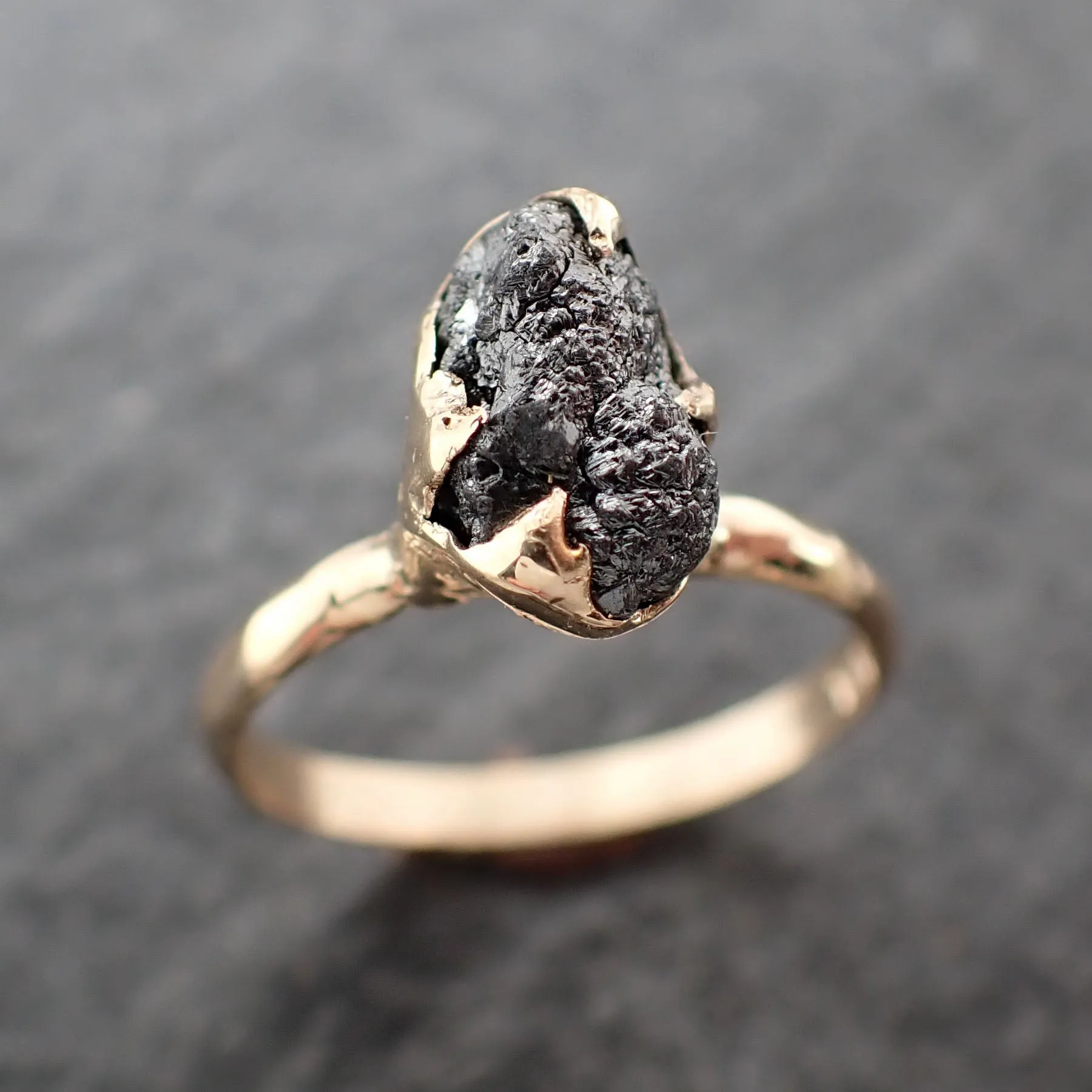 raw black diamond solitaire 14k yellow gold engagement ring rough uncut gemstone conflict free black diamond wedding promise 2560 Alternative Engagement