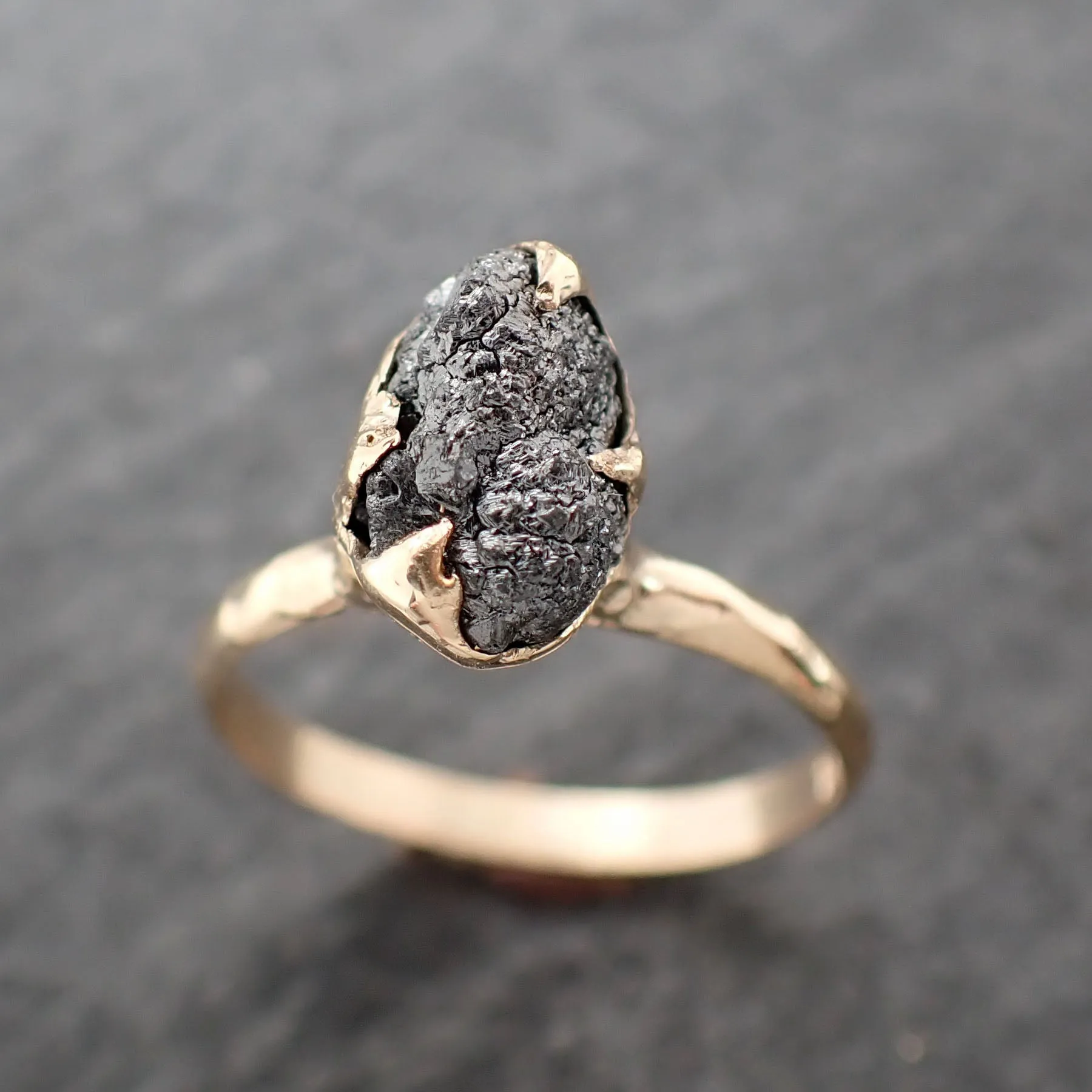 raw black diamond solitaire 14k yellow gold engagement ring rough uncut gemstone conflict free black diamond wedding promise 2560 Alternative Engagement