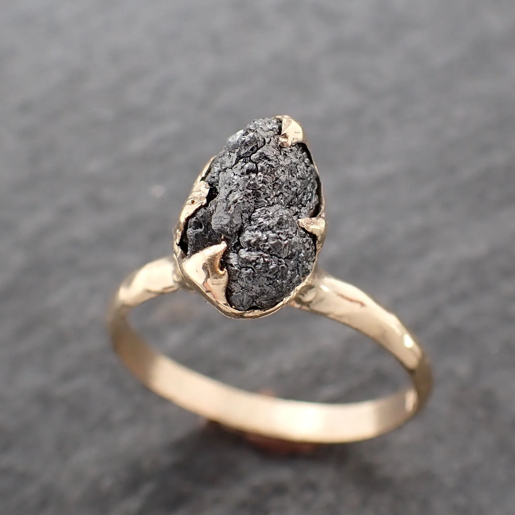 raw black diamond solitaire 14k yellow gold engagement ring rough uncut gemstone conflict free black diamond wedding promise 2560 Alternative Engagement