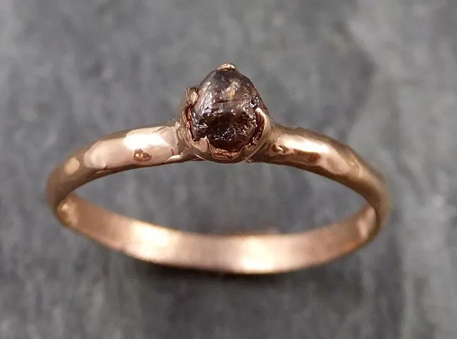 Raw Cognac Diamond Solitaire Dainty Engagement 14k Rose Gold Wedding Ring Diamond Ring byAngeline 1128