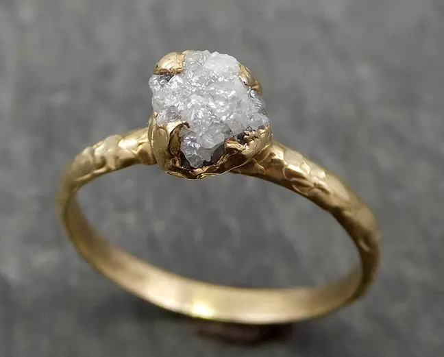 raw diamond engagement ring rough uncut diamond solitaire recycled 14k gold conflict free diamond wedding promise byangeline 0665 Alternative Engagement
