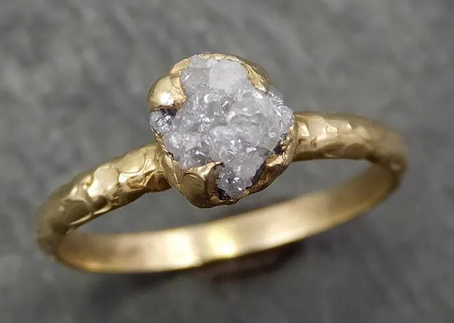 raw diamond engagement ring rough uncut diamond solitaire recycled 14k gold conflict free diamond wedding promise byangeline 0665 Alternative Engagement