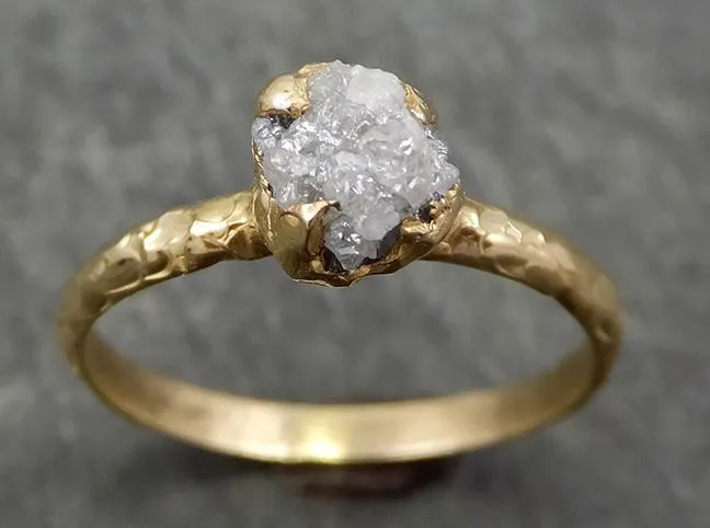 raw diamond engagement ring rough uncut diamond solitaire recycled 14k gold conflict free diamond wedding promise byangeline 0665 Alternative Engagement
