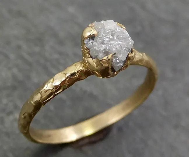 raw diamond engagement ring rough uncut diamond solitaire recycled 14k gold conflict free diamond wedding promise byangeline 0665 Alternative Engagement